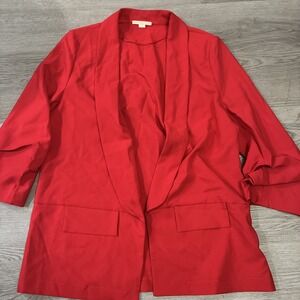 Red Cooper & Elle 3/4 Sleeve Buttonless Open Blazer Jacket | Size XL